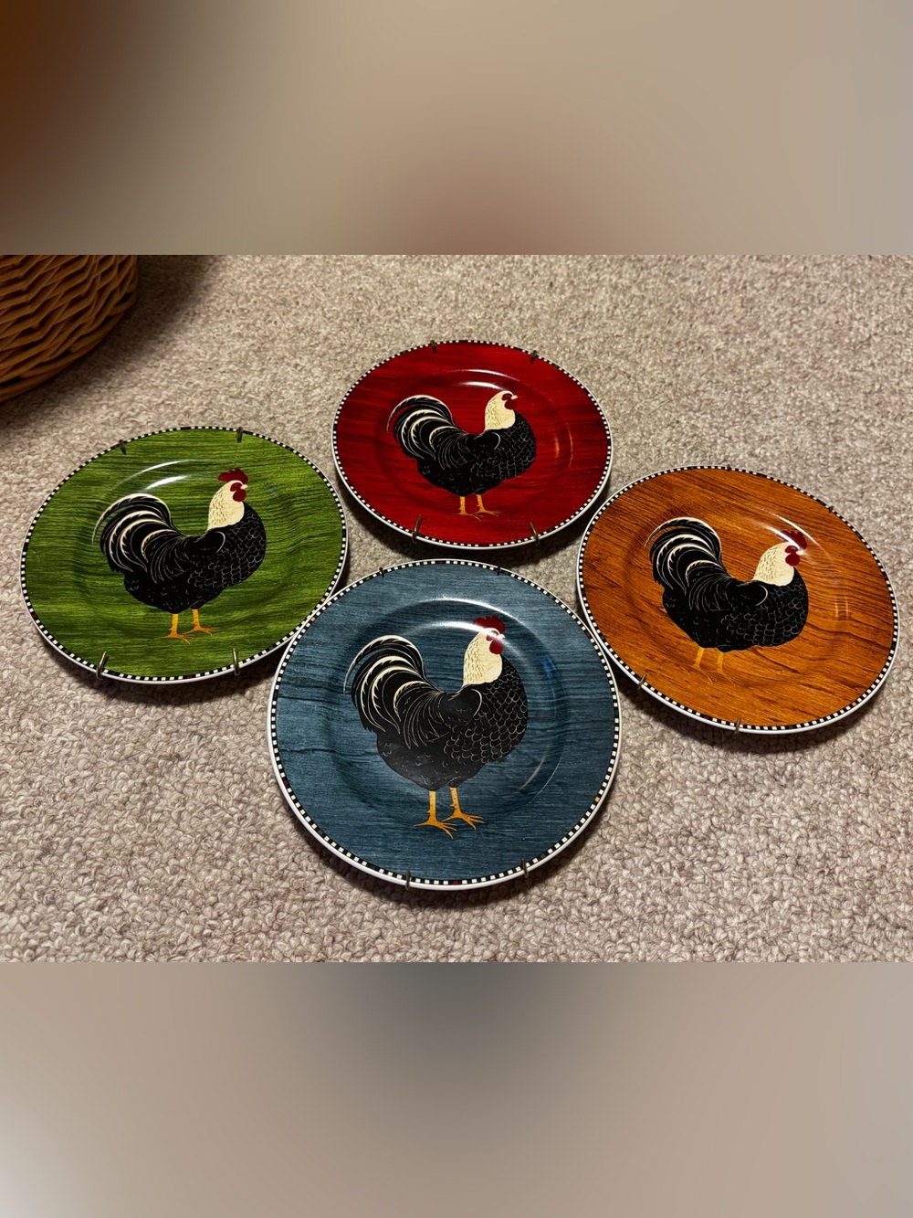 Warren Kimble Sakura Rooster Plates set of 4 Cottagecore